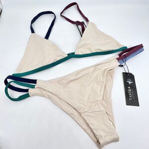 New Tavik Cream Color Block Bikini - Size L